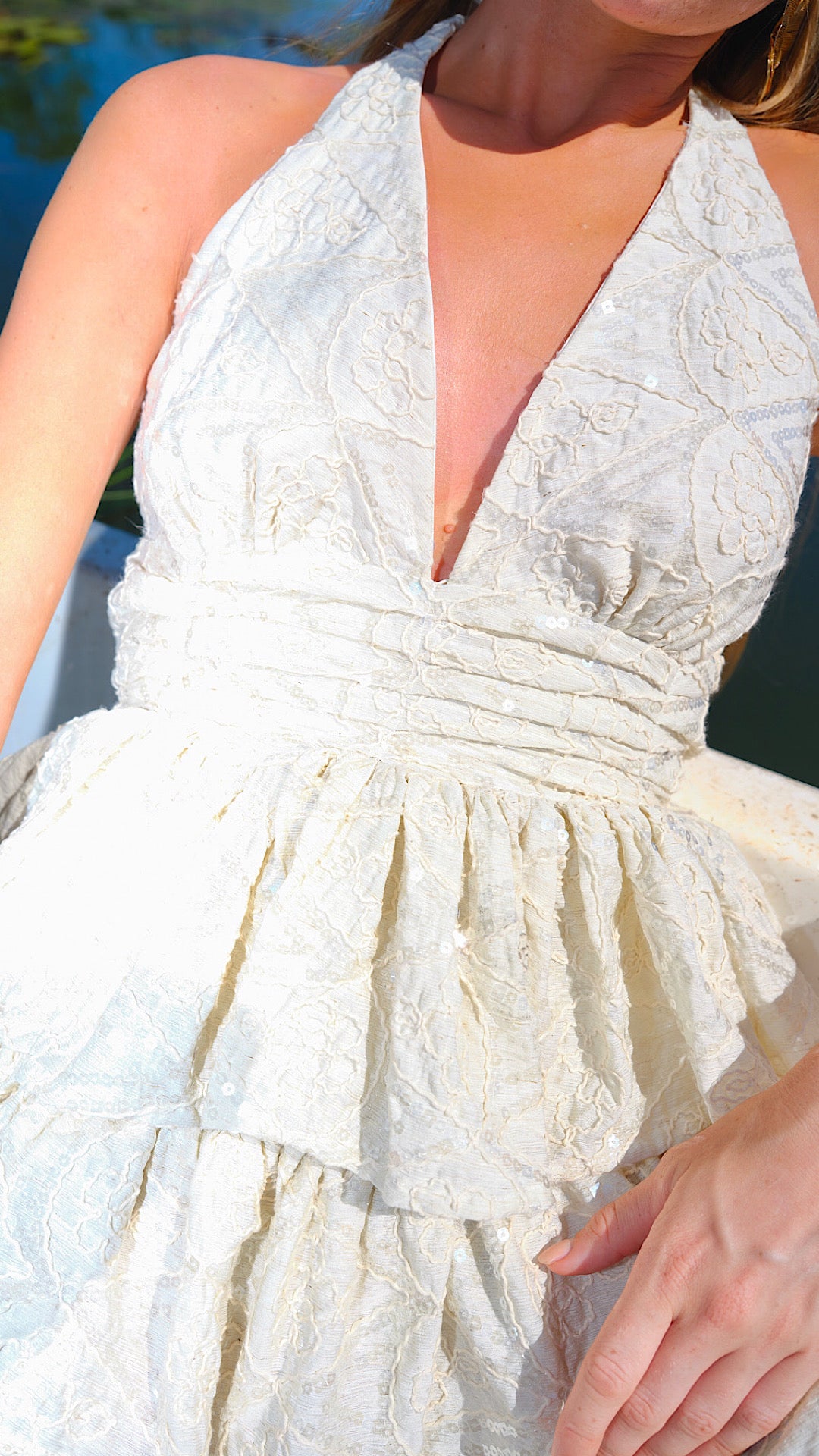 Raffled Lace Dress