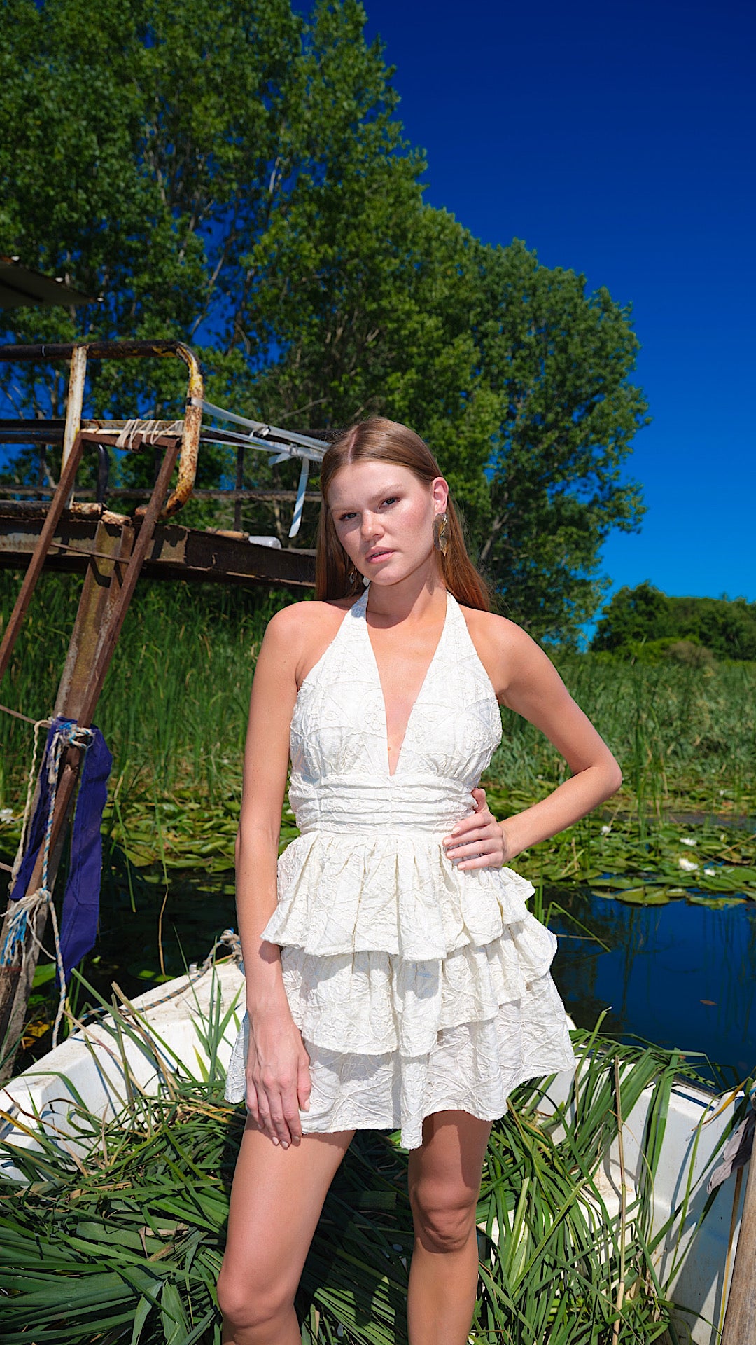 Raffled Lace Dress