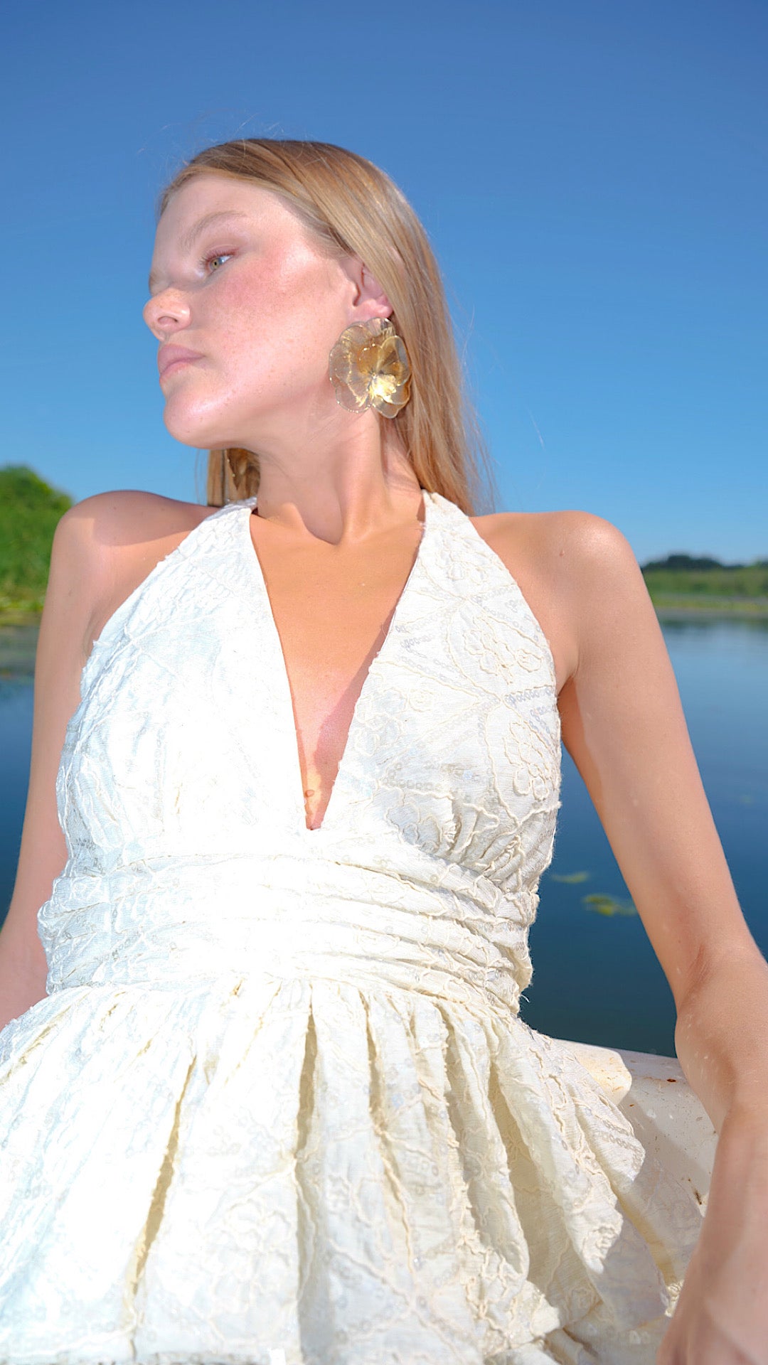 Raffled Lace Dress
