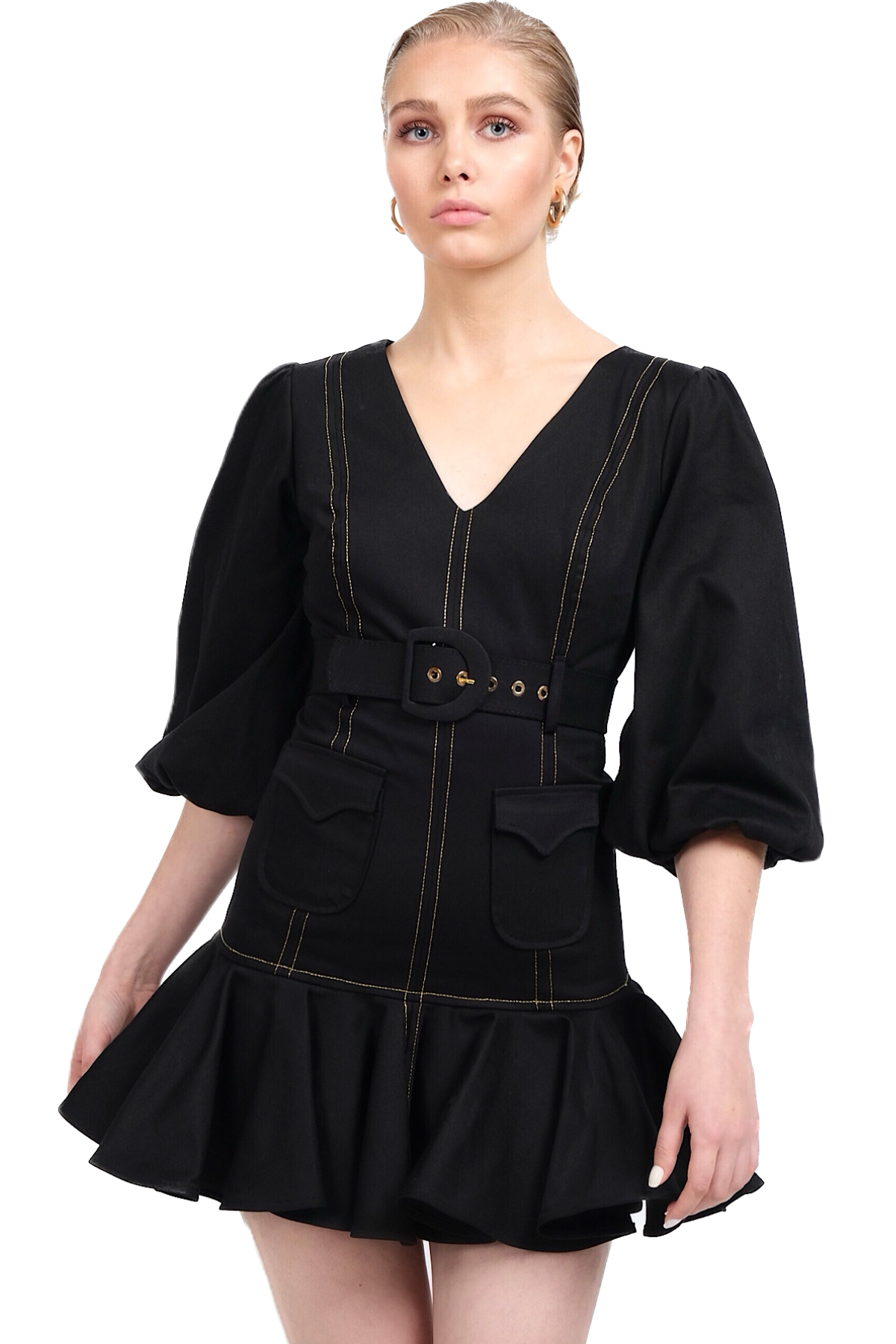 Gold Lined Dress Black